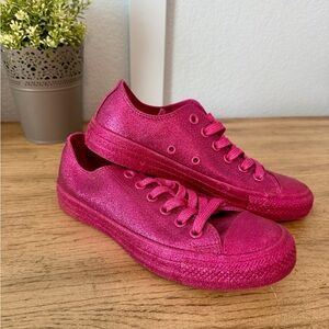 Converse Low Top Hot Pink Glitter Sneakers